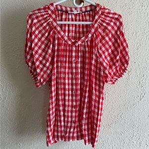 Doen-like Top in Red Picnic Pattern